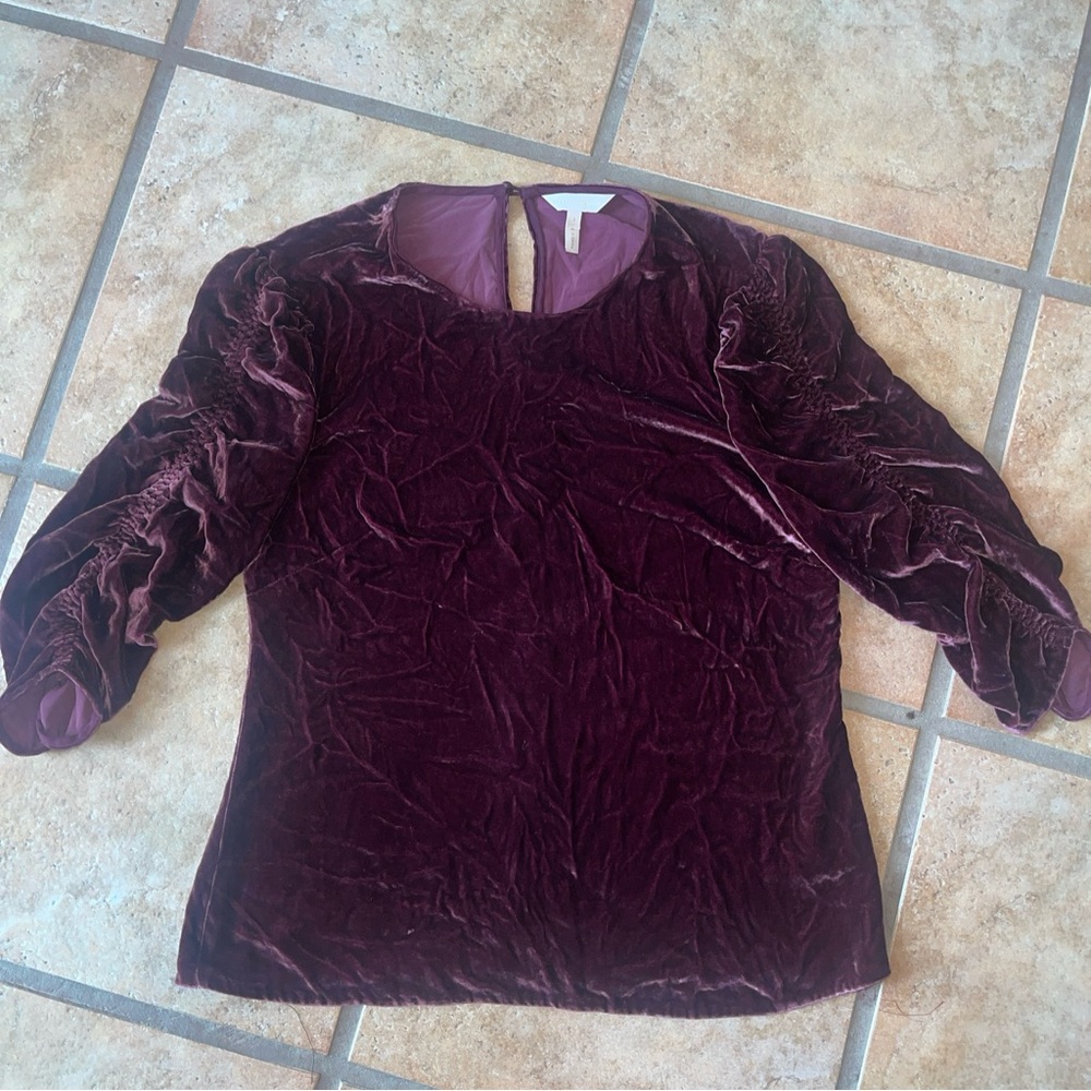 Rebecca Taylor Women's Burgundy Rushed Velvet Garment Size 2